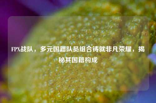 FPX战队，多元国籍队员组合铸就非凡荣耀，揭秘其国籍构成