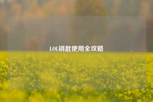 LOL钥匙使用全攻略